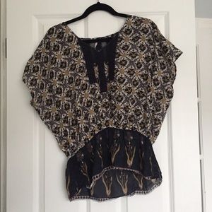 Free People Blue and White Floral Top